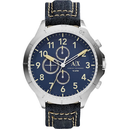 【網購】gohappyA│X Armani Exchange Romulous 牛仔計時錶-藍/50mm AX1756效果板橋 大 遠 百貨