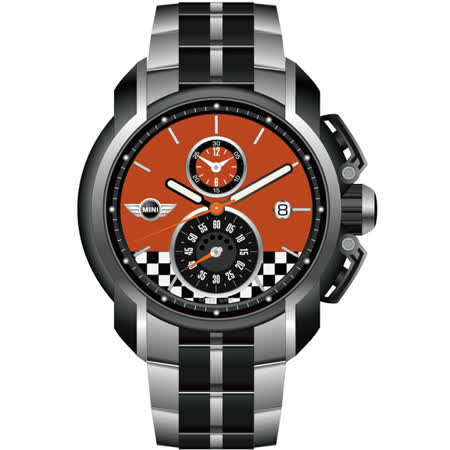 【勸敗】gohappy 購物網MINI Swiss Watches 賽車旗幟計時腕錶(橘/45mm) MINI-36好嗎太平洋 sogo 台中