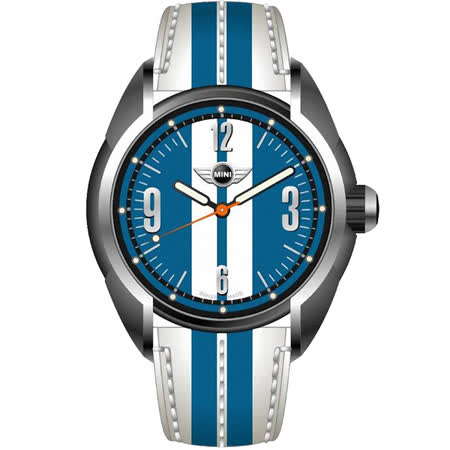 【真心勸敗】gohappy快樂購MINI Swiss Watches 雷霆奔馳 原創設計腕錶(藍白/38mm) MINI-80價格台中 大 遠 百 專櫃