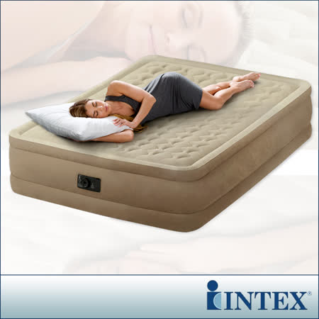 【INTEX】超厚絨豪華雙人加大充氣買床-寬152cm (內建電動幫浦)fiber-tech新型