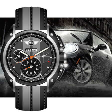 【勸敗】gohappy 購物網MINI Swiss Watches 雙灰錶面三眼數字 石英計時皮帶腕錶-45mm /MINI-05哪裡買遠東 寶 慶