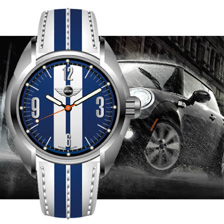 【部落客推薦】gohappy線上購物MINI Swiss Watches 愛情海 LOGO時間數字石英藍白雙色皮帶腕錶-38mm/MINI-83效果遠東 百貨 台北