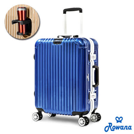 Rowana 凍結時sogo 新竹空掛扣PC鏡面鋁框行李箱 21吋 (藍色)