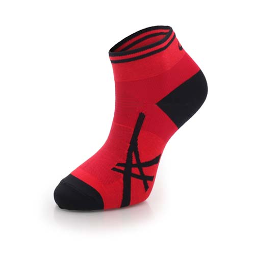 (男) ASICS 日愛 買 營業 時間 新竹本製保護腳踝襪-慢跑 單車 登山 襪子 亞瑟士 紅黑
