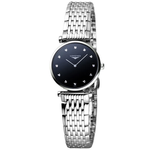 LONGINES 嘉嵐系列 12顆真鑽女錶-黑x銀/23mm L42094586 LONGINES 嘉嵐系列 12顆真鑽女錶-黑x銀/23mm L42094586