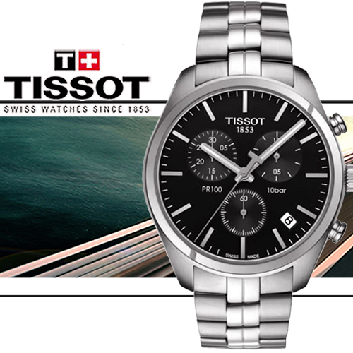 TISSOT PR100 簡約三眼時尚男用計時腕錶-40mm/T1014171105100 TISSOT PR100 簡約三眼時尚男用計時腕錶-40mm/T1014171105100