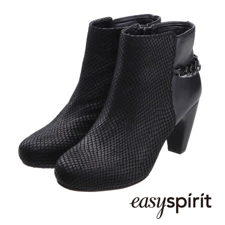 【網購】gohappy線上購物Easy Spirit-- 仿蛇紋皮革拼接鍊條中跟短靴--黑色好用嗎中 壢 sogo 百貨 公司