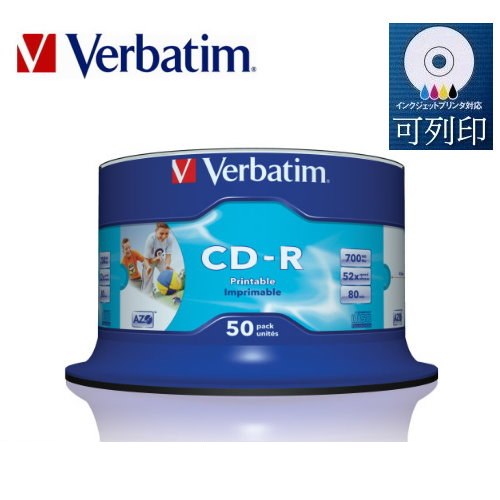 Verbatim 威寶 52x CD-R 水藍片 azo 珍珠白 滿版可列印 50片裝
