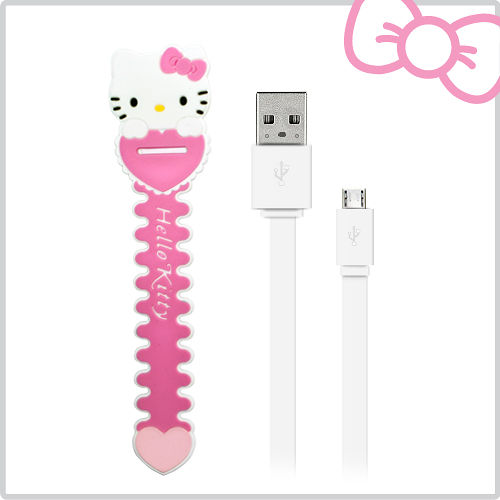 【優惠首選】Hello Kitty 數位傳輸充電線 USB 2.0 粉白 (KT-CB01PW)