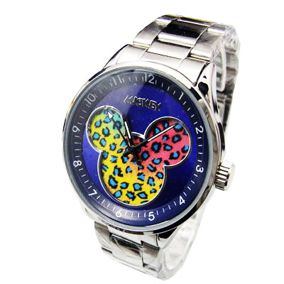 【Disney迪士尼】豹紋米奇系列腕錶---彩豹藍