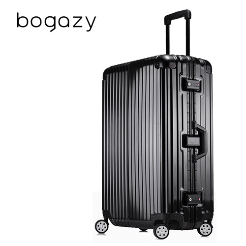 【Bogazy】迷幻森林 29吋鋁框PC鏡面行李箱sogo 國泰 世 華(尊榮黑)