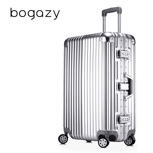 【Bogazy】迷幻森林 新光 三越 百貨 公司26吋鋁框PC鏡面行李箱(紳士銀)