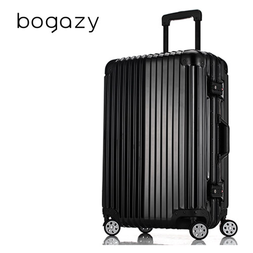 【Bogazy】迷幻森林 20吋鋁框PC鏡面行李快樂 購物箱(尊榮黑)