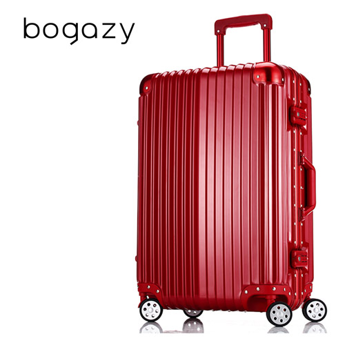 【Bogazy】迷幻go happy time森林 20吋鋁框PC鏡面行李箱(金屬紅)