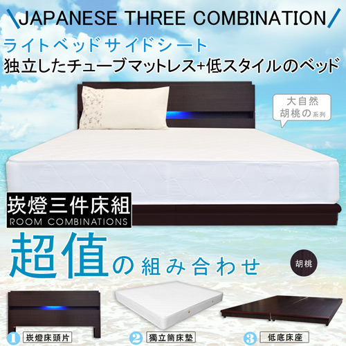 【HOME MALL-日式美學崁燈】雙人5尺三件式獨立筒床組(2色) 【HOME MALL-日式美學崁燈】雙人5尺三件式獨立筒床組(2色)
