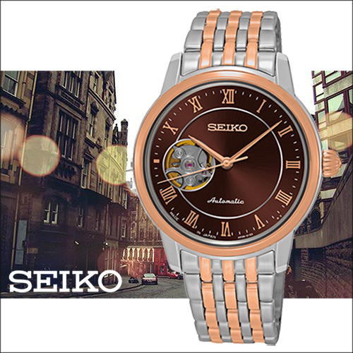 SEIKO Presage 開芯系列玫瑰金時尚機械女用腕錶-34mm／4R38-01A0P(SSA852J1)