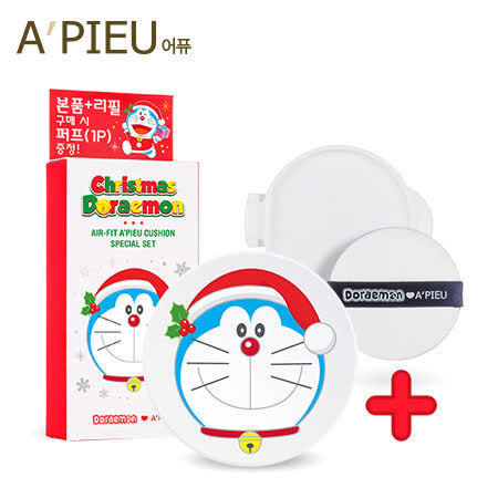 【好物推薦】gohappy韓國 APIEU 高保濕空氣感氣墊粉餅 1+1 哆啦A夢 聖誕系列聯名限量版 (13.5g*2) #23自然膚價錢線上 購物