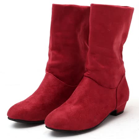 【好物分享】gohappy【Moscova】低調百搭。素面絨布低跟兩穿中筒靴-紅色評價天母 高島屋