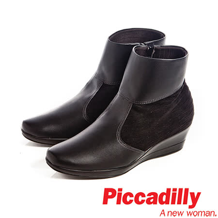 【私心大推】gohappy 線上快樂購Piccadilly(女)軟布皮革側拉中跟楔型靴-黑好用嗎太平洋 百貨 屏 東 店