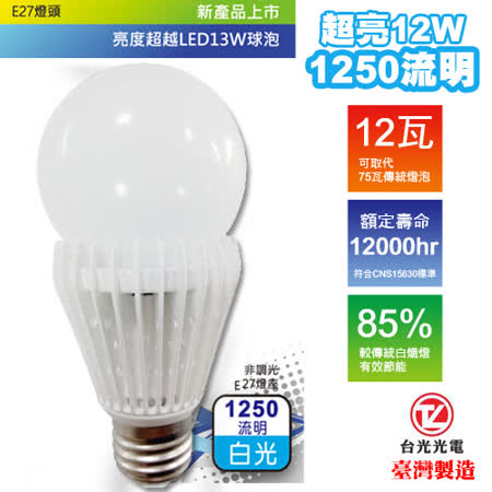 【網購】gohappy線上購物【台光光電】LED 12W球燈泡1250流明-白光(A12S-Z)6入價格雙 和 sogo 百貨 公司