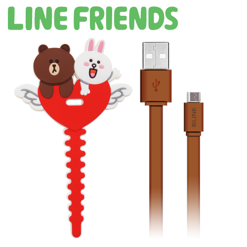 LINE FRIENDS 熊大兔兔 microUSB 傳輸充電線 愛心紅 (LN-CB03R)