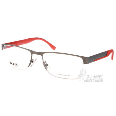 【好物推薦】gohappy 線上快樂購HUGO BOSS眼鏡 質感半框款(銀-紅) #HB0644 HXR推薦台中 復興 愛 買