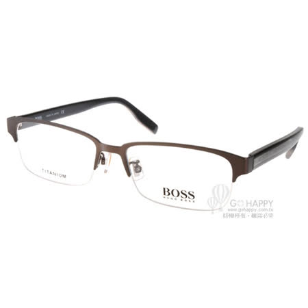 【部落客推薦】gohappyHUGO BOSS眼鏡 休閒半框款(棕-黑) #HB6575J 5TZ評價怎樣百貨 公司