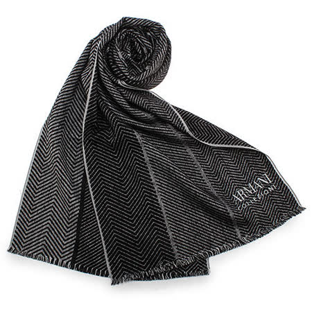 【真心勸敗】gohappy線上購物ARMANI COLLEZIONI 對比斜紋編織流蘇圍巾-黑色評價如何遠東 威 秀