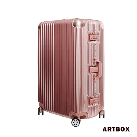 【ARTBOX】超次元 買 公司- 24吋 輕量PC鏡面鋁框行李箱(玫瑰金)