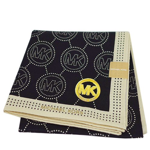 MICHAEL KORS 刺繡MK LOGO大款方型帕領巾(卡其邊) MICHAEL KORS 刺繡MK LOGO大款方型帕領巾(卡其邊)