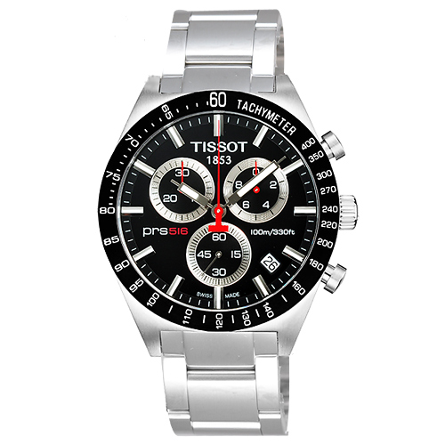 TISSOT PRS516 極速復刻石英計時錶-黑／42mm T0444172105100