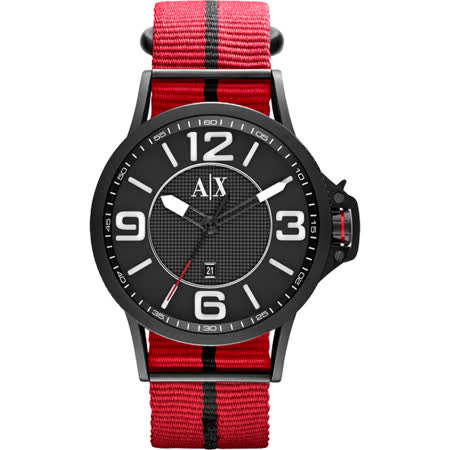 【好物推薦】gohappy 購物網A│X Armani Exchange 獨立潮流休閒時尚腕錶-黑x紅/44mm AX1582好嗎大 遠