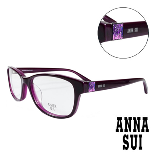 ANNA SUI 浪漫紫薔薇方型圖騰造型眼鏡(紫色)AS619-707