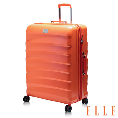 ELLE 法式時尚流線橫條紋 純PC100% 霧面防刮29吋行李箱-珊瑚橘EL3116729-11