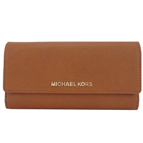 MICHAEL KORS JET SET防刮皮革翻釦長夾(棕) MICHAEL KORS JET SET防刮皮革翻釦長夾(棕)
