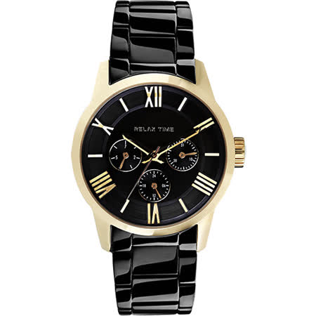 【私心大推】gohappy線上購物RELAX TIME RT65 羅馬情人日曆腕錶-金框x黑/45mm RT-65-3M效果好嗎花蓮 遠東