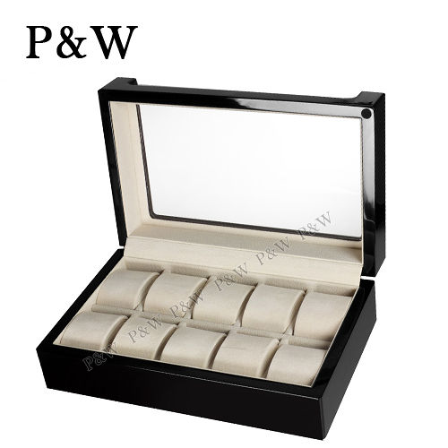 【P&W名錶收藏盒】【木質 鋼琴烤漆】透明上蓋 手工精品 木盒 【10只裝】錶盒