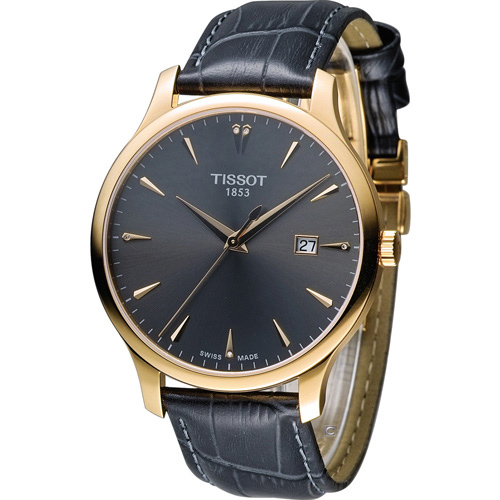 天梭 TISSOT Tradition系列經典懷舊時尚腕錶 T0636103608600 銀灰x玫瑰金