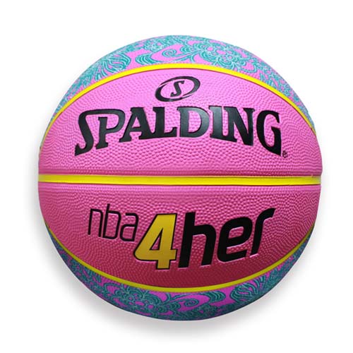 SPALDING 4HER籃球--斯伯丁 六號球 戶外 粉綠 F