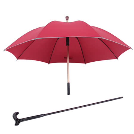 PUSH! 好聚好傘, 抽拉式管設計,可單嘉義 遠東獨使用枴杖的雨傘拐杖傘登山杖I30-2酒紅