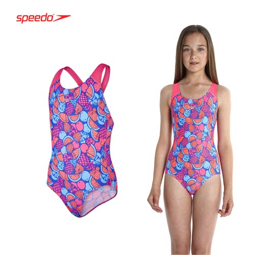 (女童) SPEEDO 競技連身泳裝巨 城 愛 買-泳衣 游泳 桃紅藍