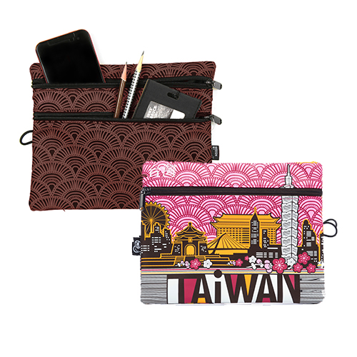 TAiWAN 三層收納新竹 太平洋 百貨包-梅紅