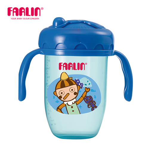 【Farlin】咕嚕二代吸管學習水杯240ml - 藍色