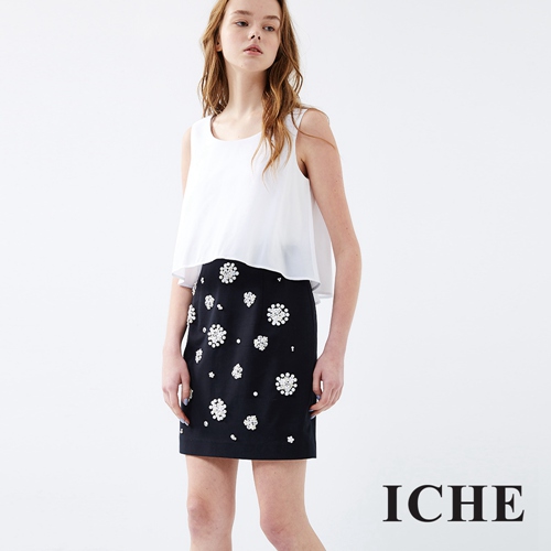 ICHE 衣哲 立體釘珠花假兩件洋裝 ICHE 衣哲 立體釘珠花假兩件洋裝