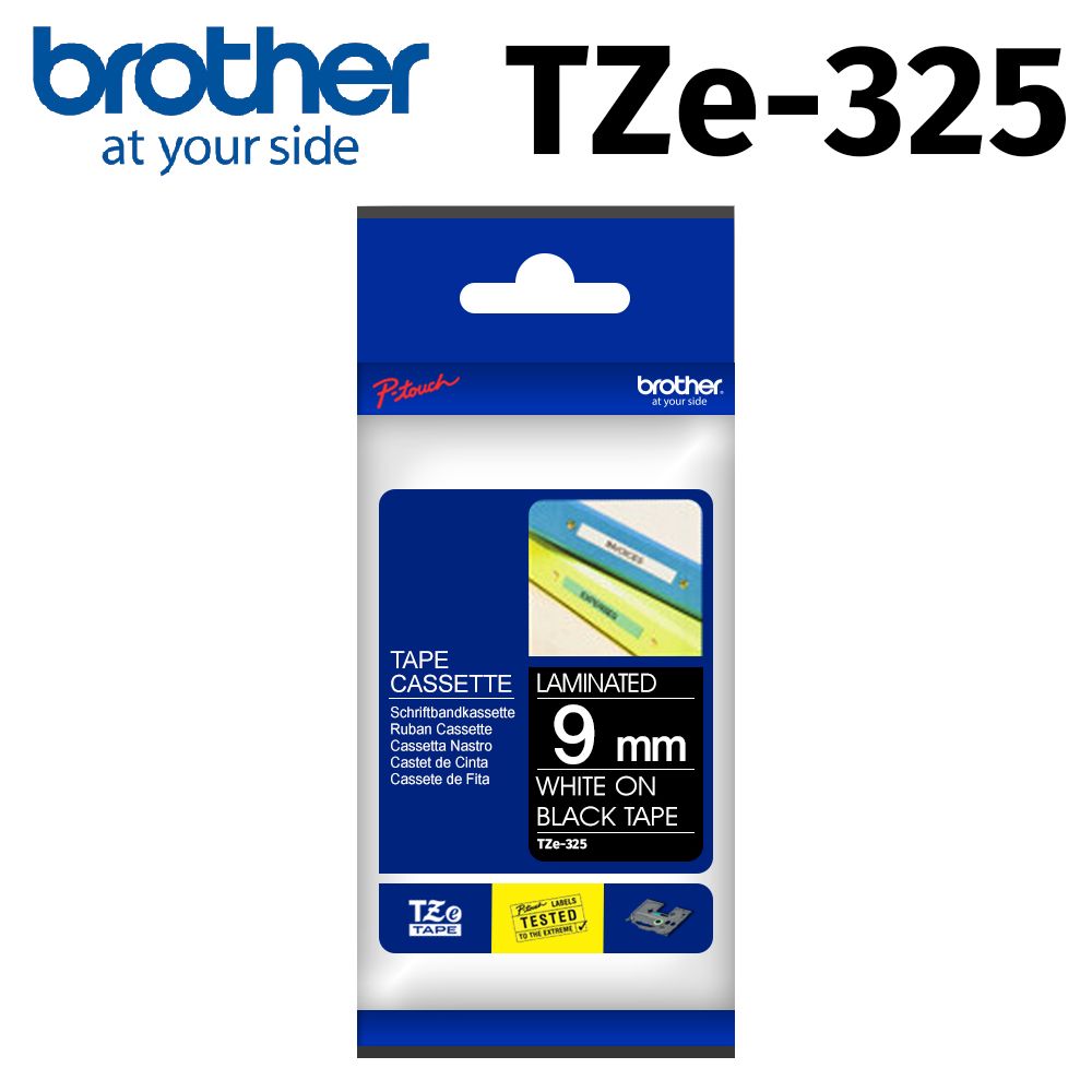 brother 原廠特殊規格 9mm 黑底白字 TZ TZe-325 標籤帶 brother 原廠特殊規格 9mm 黑底白字 TZ TZe-325 標籤帶