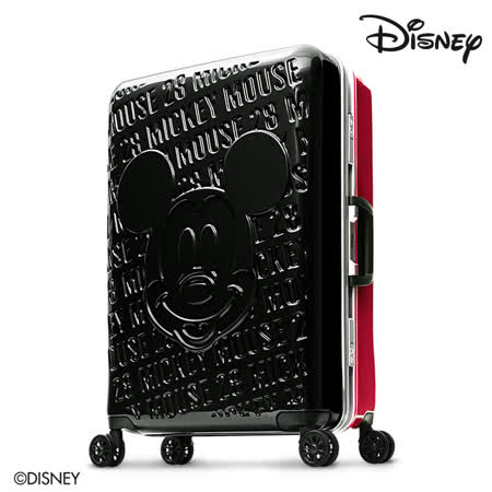 Disney-1928復刻浮雕復興 愛 買24吋PC鏡面深鋁框行李箱-黑色