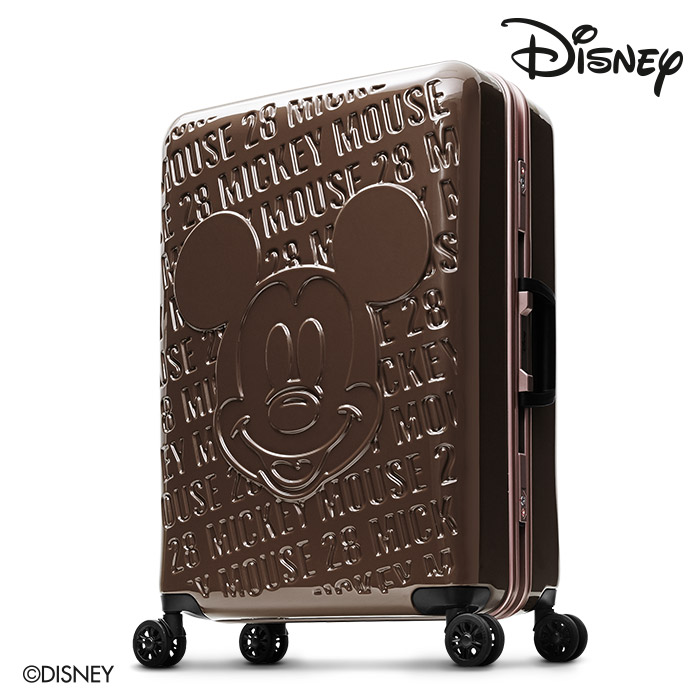 Disney-gohappy 生日 禮1928復刻浮雕28吋PC鏡面深鋁框行李箱-咖啡
