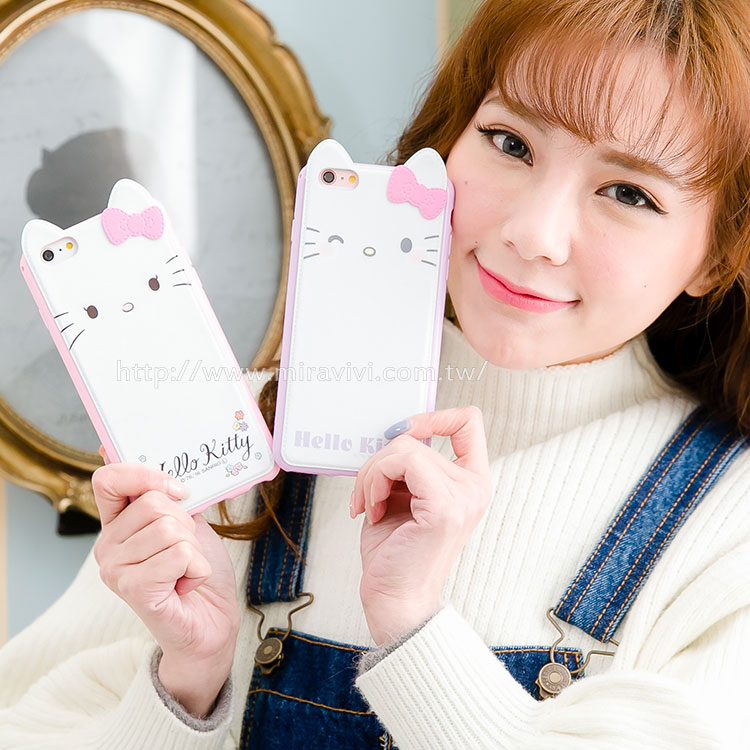 Sanrio iPhone 6 Plus/6s Plus 皮革彩繪耳朵造型保護套(附吊繩)-大臉款 Sanrio iPhone 6 Plus/6s Plus 皮革彩繪耳朵造型保護套(附吊繩)-大臉款