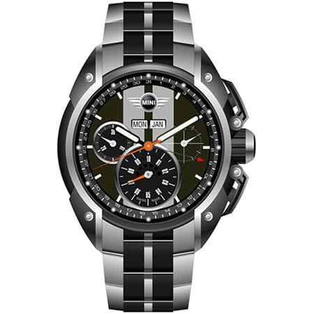 【真心勸敗】gohappy 購物網MINI Swiss Watches 極速跑道時尚男用三眼腕錶-45mm/MINI-05S開箱愛 買 板橋