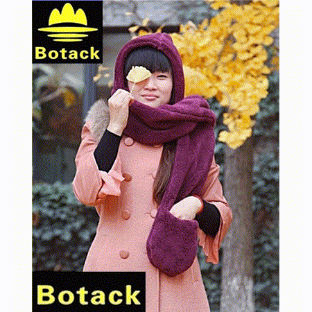 Botack朱雀超柔軟三合一圍脖圍手新竹 愛 買 餐廳套一體帽即亦是圍巾防寒手套,